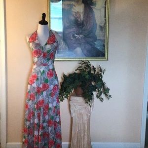 Halter style floral, maxi dress With cover up